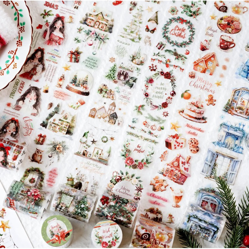 

2M/Roll Matte PET Tape Christmas Island Series Christmas Theme Loop Sticker Journal Scrapbook DIY Stiker Jurnal Kit