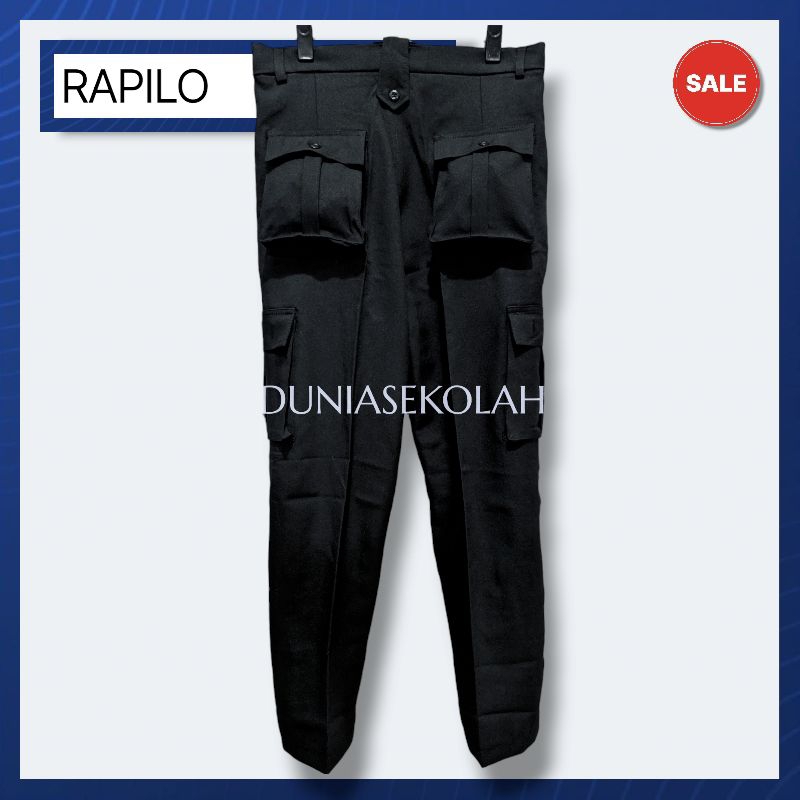 Celana Hitam PDL Lapangan Saku 6 Timbul Brimob Satpam Security Pramuka Bahan Rapilo Tebal Premium