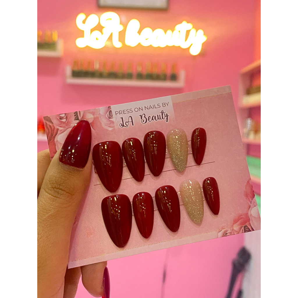 nailart merah maroon,press on nails merah ,kuku palsu merah maroon,kuku palsu merah polos,kukupaksu 