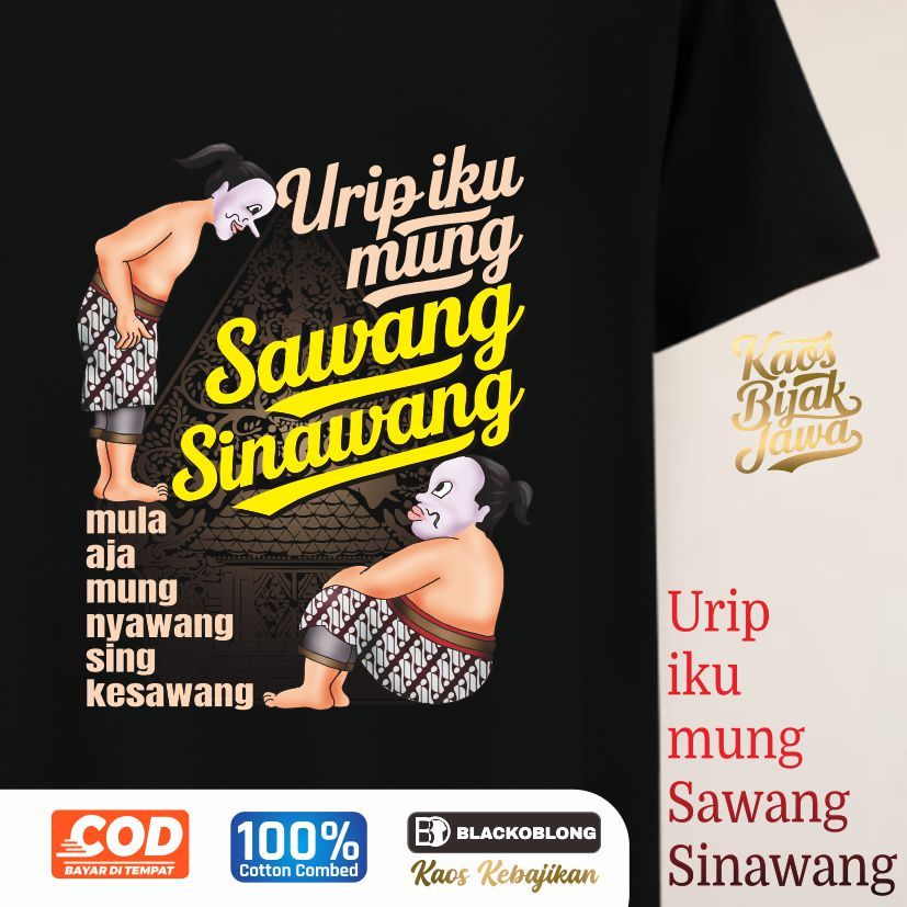 Kaos Jawa Bijak Urip mung Sawang Sinawang Lucu Kartun Digital Original