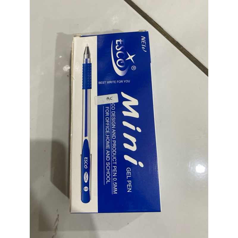 

pulpen esco mini m 58 b gel pen 0.5mm warna biru