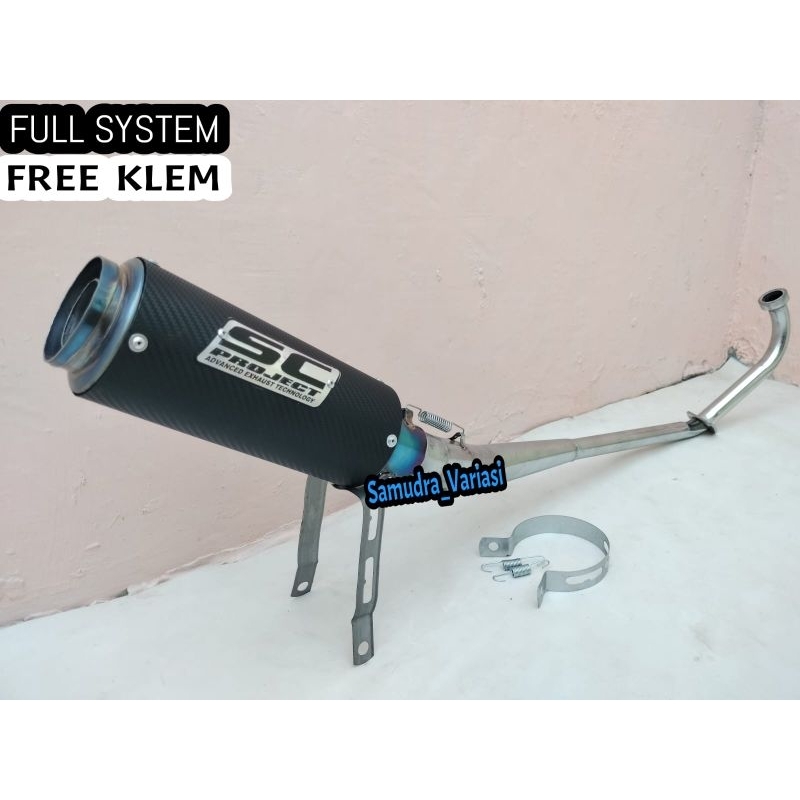 Knalpot racing Sc project karbon Full system Jupiter MX OLD 135, Jupiter MX 135 New, Satria Fu karbu