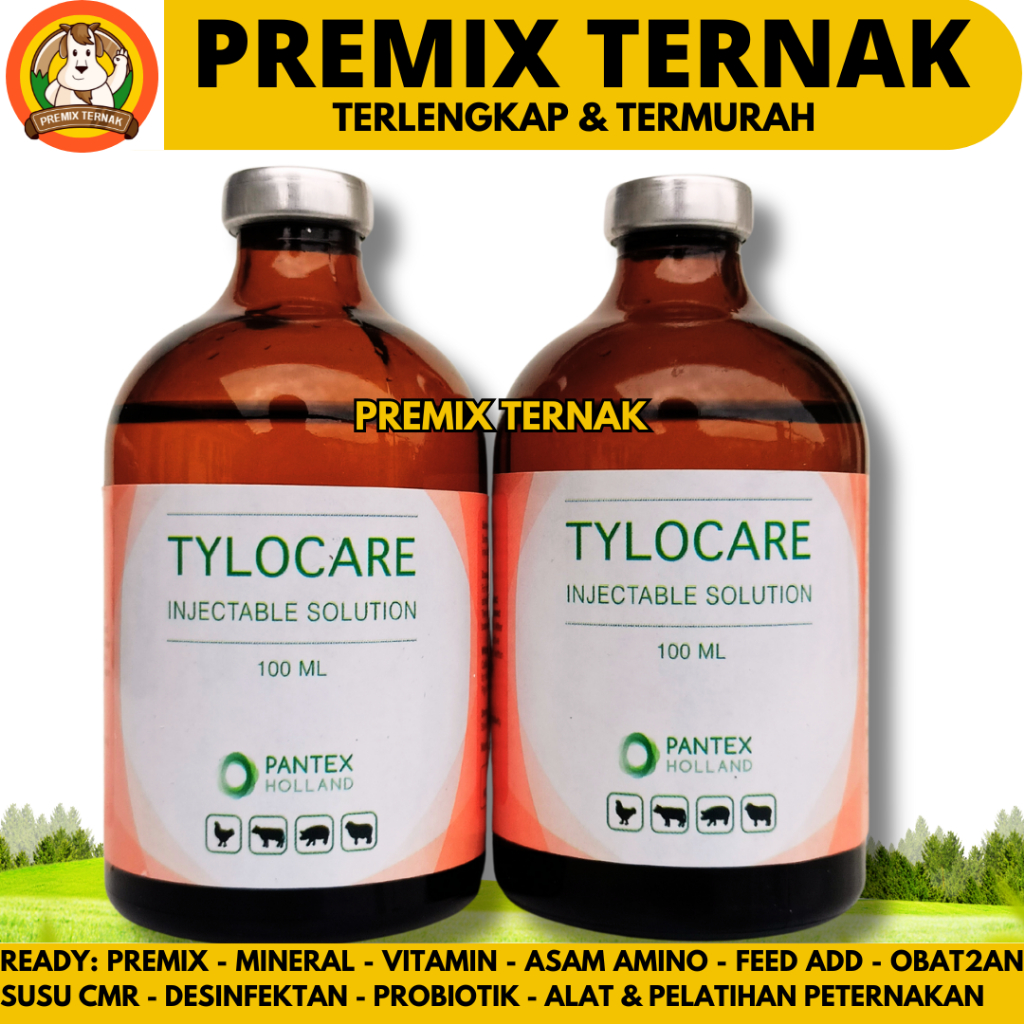 TYLOCARE 100ML PANTEX HOLLAND - Tylosin Obat Antibiotik Pernafasan Hewan Ternak Sapi Kambing Babi An