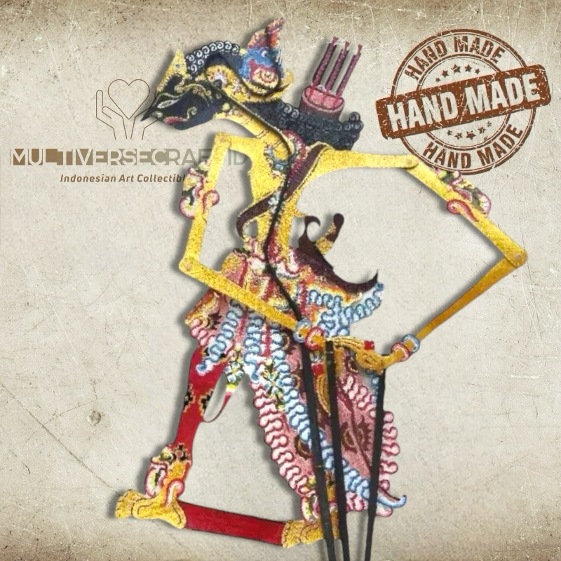 MULTIVERSECRAFTID Wayang Alusan Kulit Sapi ASLI Abimanyu Rampek Ukuran 60cm Standar Dalang