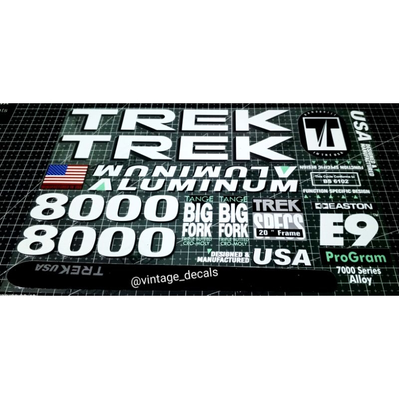 sticker decals sepeda TREK 8000 aluminum Easton e9