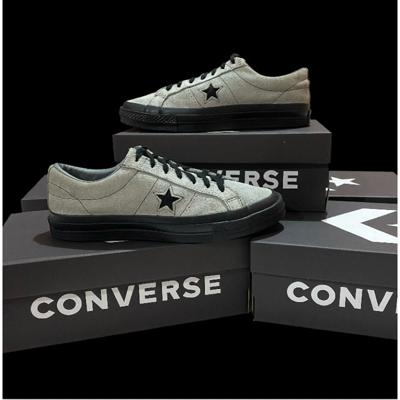 converse one star ox low suede grey black