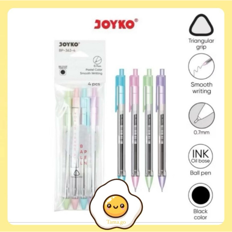 

(1 Set 4 Pcs) Ball Pen Pulpen Pena Joyko BP-363 Vokus Trans PTL 0.7 mm Warna Lucu Untuk Sekolah dan Kantor