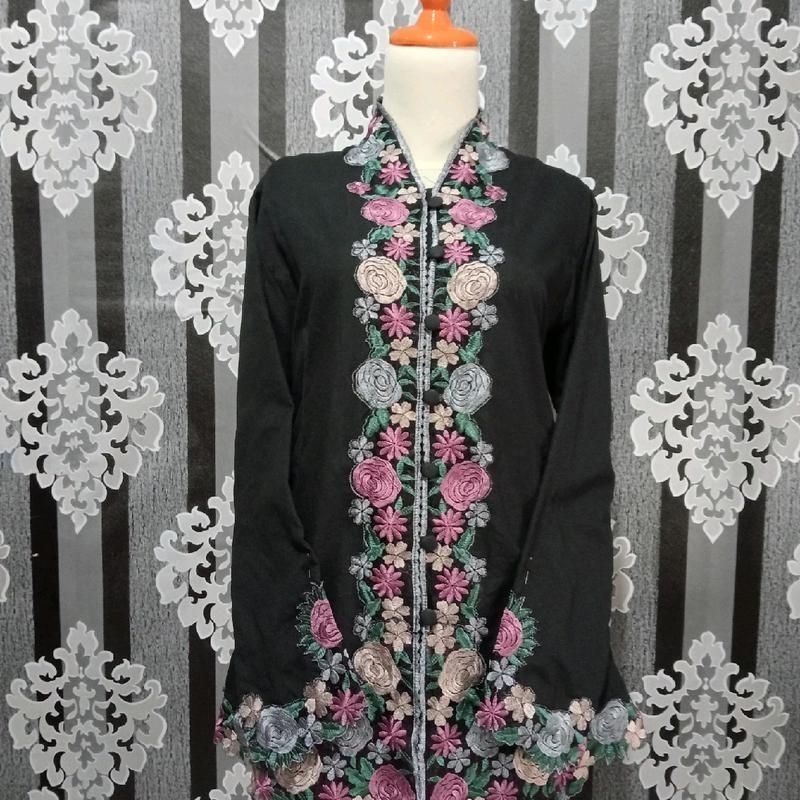 Kebaya Encim Bordir Hitam Dewasa Baju Wanita Seragam