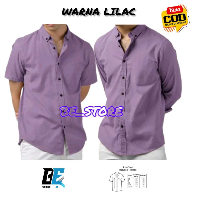 Kemeja Polos Warna Lilac Ungu Lengan Panjang & Pendek | Hem Pria Katun Slimfit Premium | Kemeja Kasu