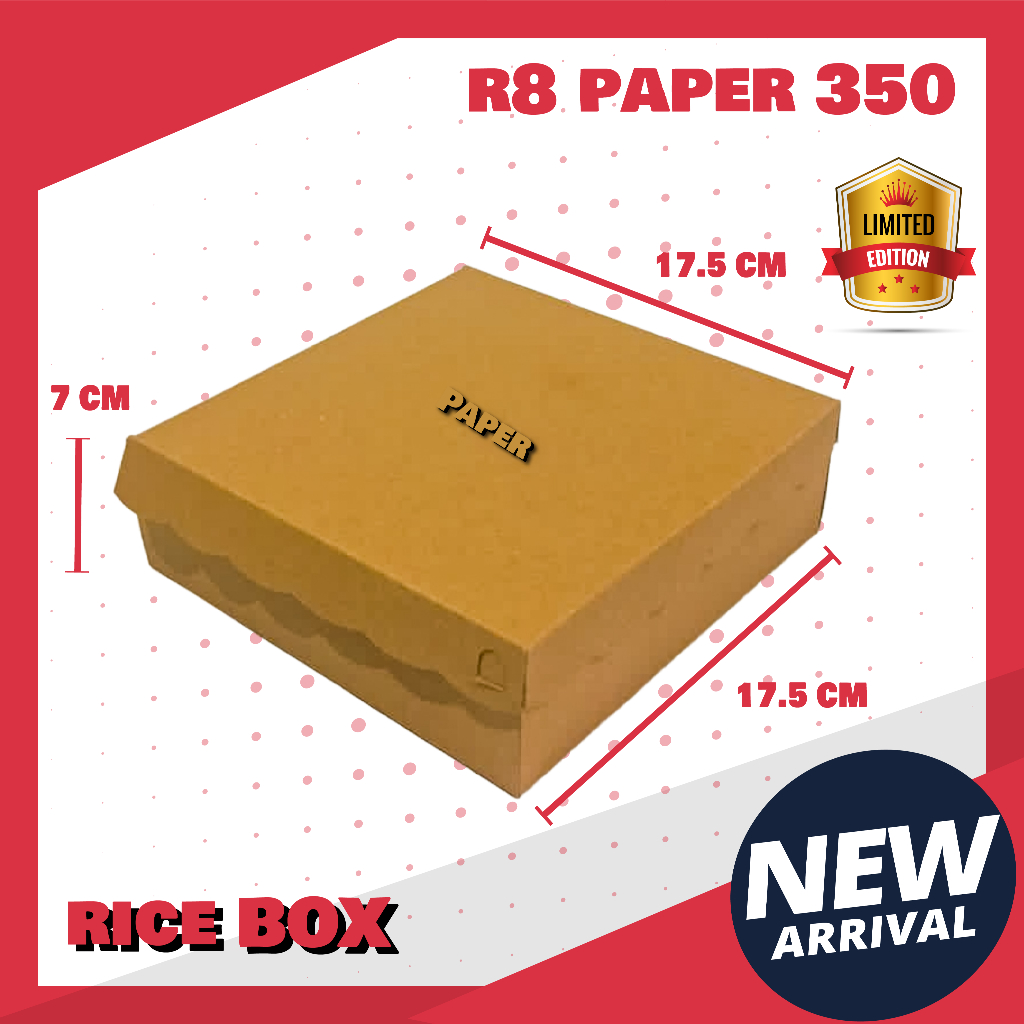 

KARDUS R8 bahan PAPER / PAKET GROSIR / DOS 18 / 330 GSM / DUS HAJATAN / BOX CATERING / KARDUS NASI