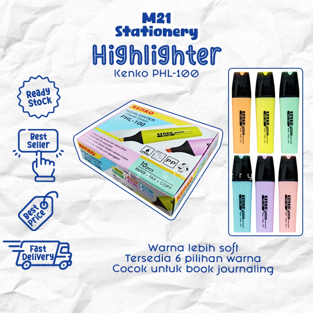 

(1 PCS) HIGHLIGHTER KENKO PHL-100 / PENANDA WARNA STABILO UNTUK JOURNALING CATATAN ALAT TULIS SEKOLAH KULIAH ATK KANTOR STATIONERY KULAKAN MURAH / M21 STATIONERY JOGJA