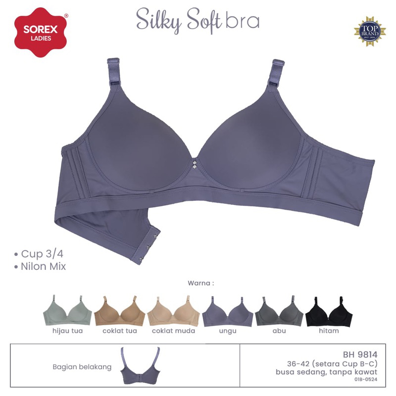 Bra sorex 9814/bra besar jumbo size 40 42/bh sorex busa tipis tanpa kawat big size/bra sorex super s