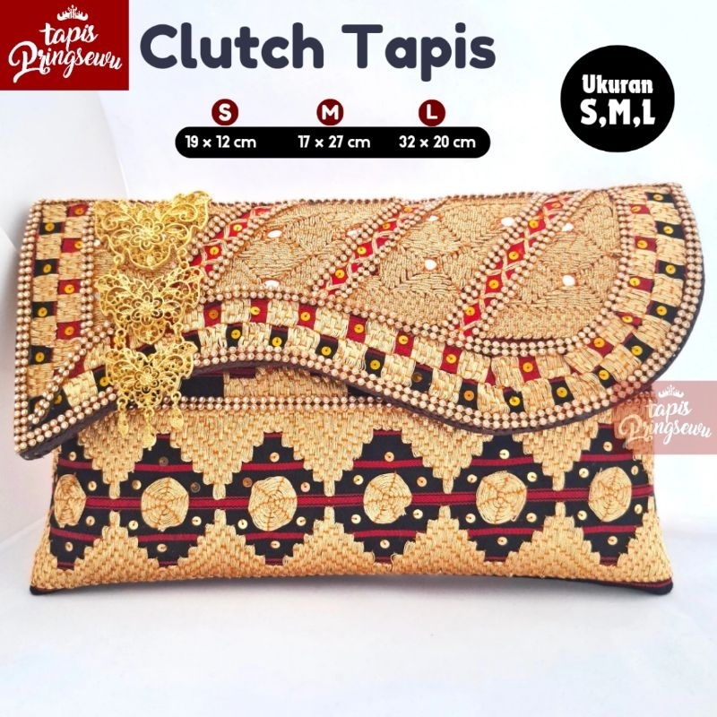 TAPIS PRINGSEWU - CLUTCH TAPIS TAS TAPIS LAMPUNG  WANITA MOTIF GURAME MIX MATA KIBAU
