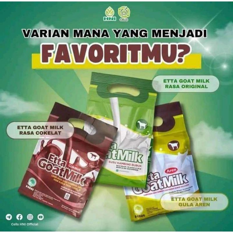 

Etta Goat Milk HNI - Susu Kambing Etawa - Susu Kesehatan Tulang - Susu Murni - 10 sachet