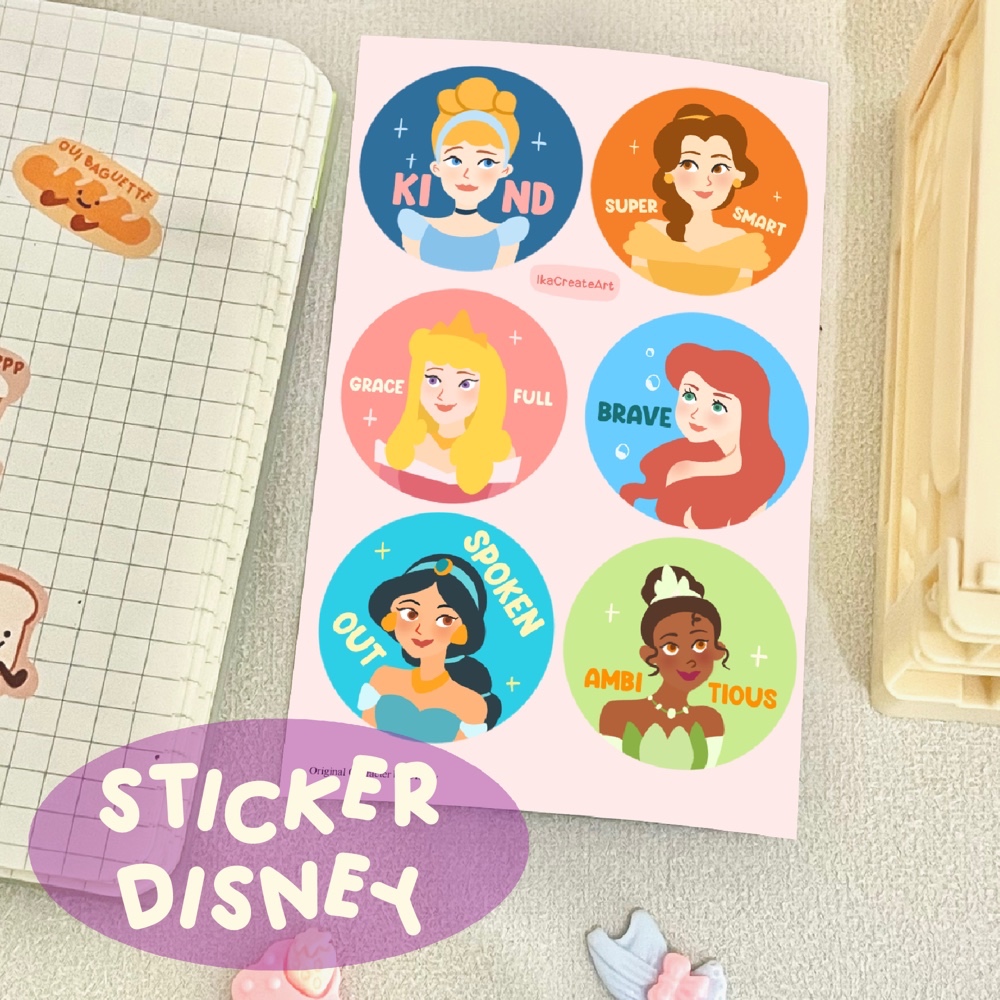 

DISNEY Stiker Mini Karakter Cinderella Belle Aurora Ariel Jasmine