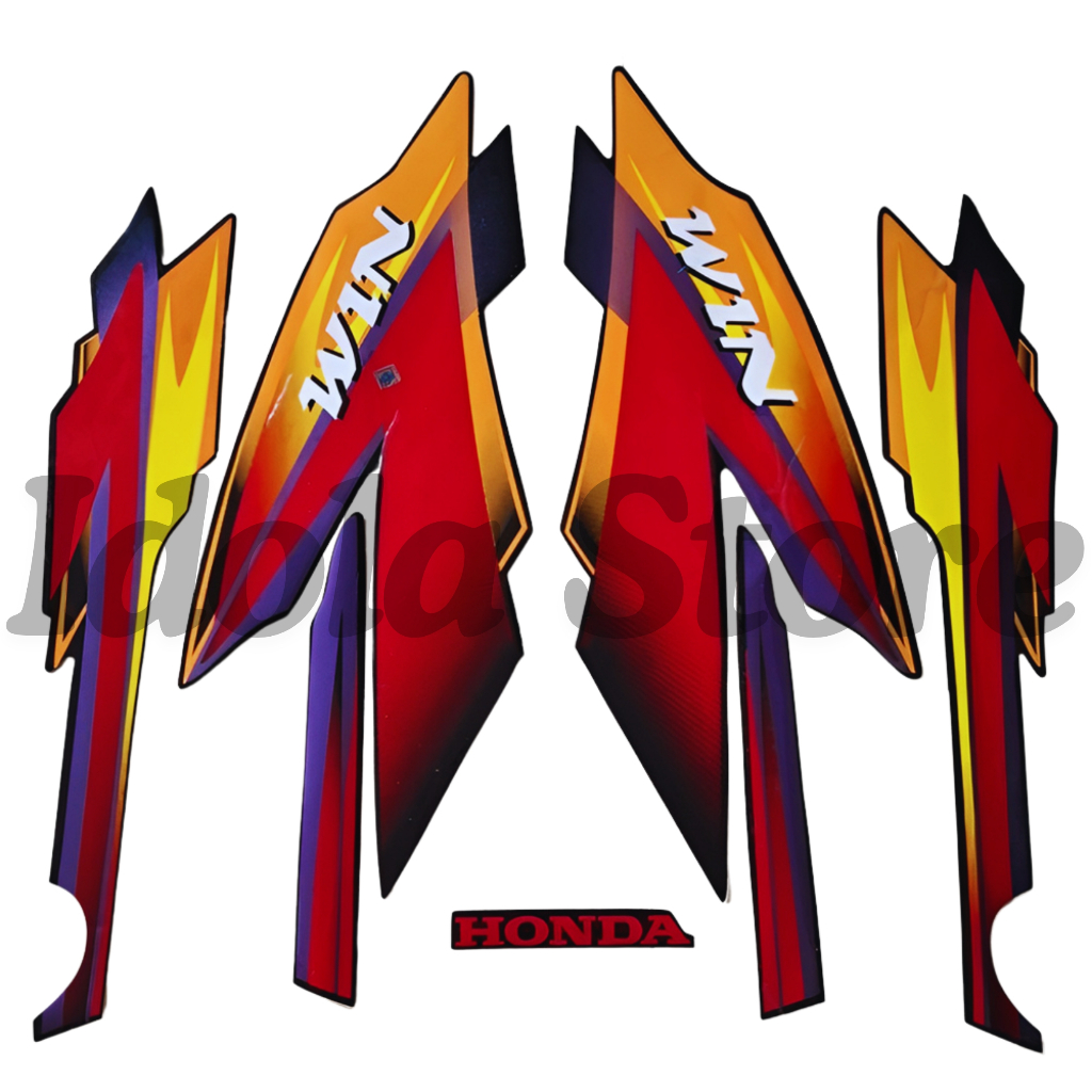 Stiker Striping Honda Win 100 2005 Merah Orange List Body Motor Win 100 2005