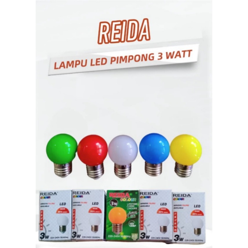 Lampu Led Ping Pong PimPong 3W E27 Warna Warni Lampu Dekorasi Merah Biru Kuning Hijau Hias Cafe
