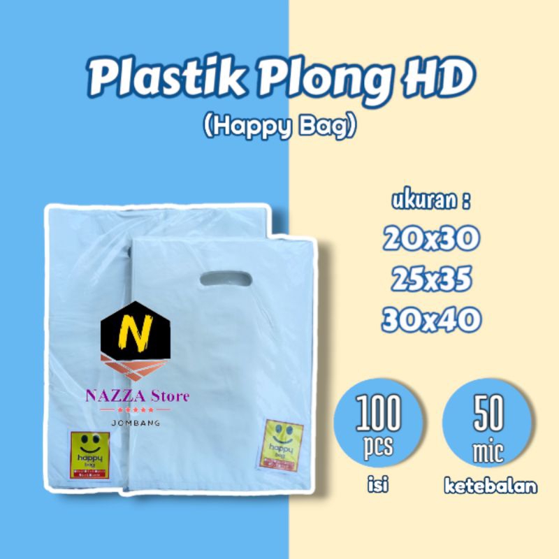 Plastik HD Plong Polos HB Happy Bag Putih 20x30 25x35 30x40 cm Isi 100