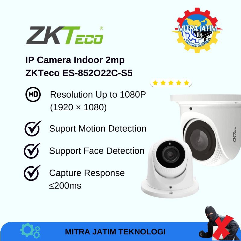 IP Cam Indoor 2mp IR ZKTeco ES-852O22C-S5