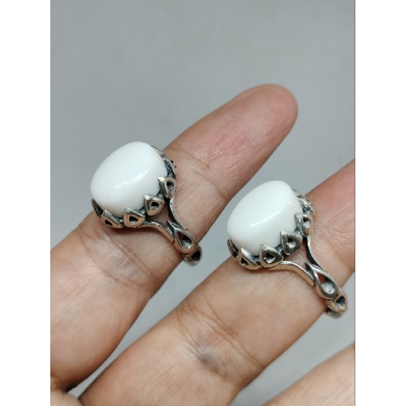 Cincin Perak Batu Akik Yaman Abyad