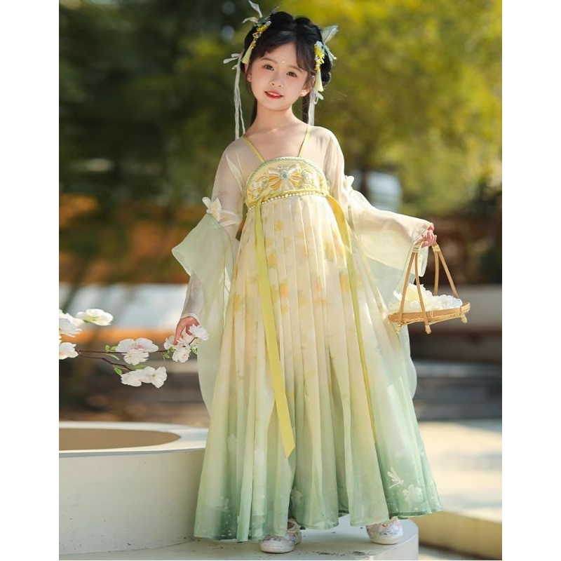 Baju Hanfu Anak Lengan Panjang Gaya kuno yang Elegan