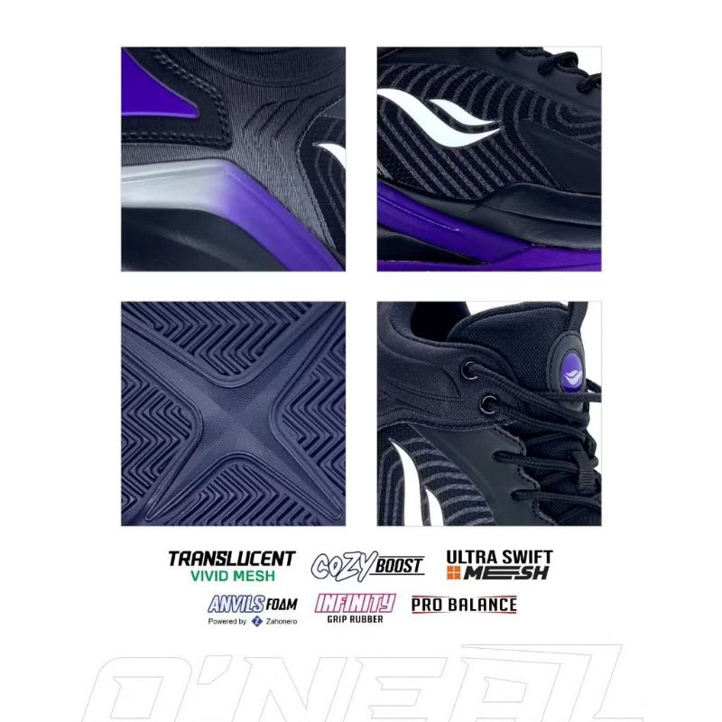 PROMO TERBARU Desle Sepatu Basket O'neal hitam ungu