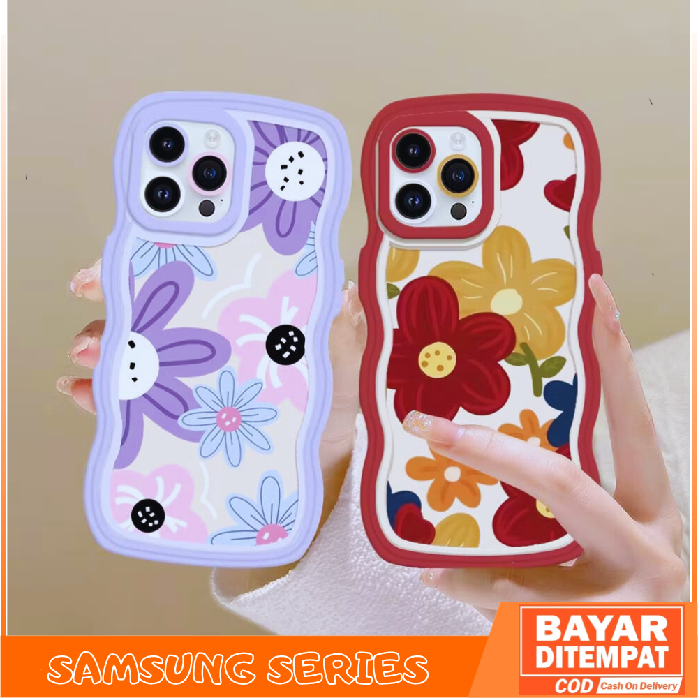 Case Samsung A02S A03S A11 M11 A12 M12 Casing Wavy Motif Flowers Oil Painting Beautiful SIlicon Tran