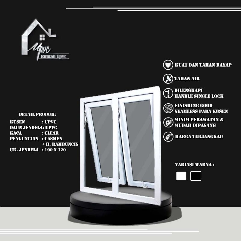 JENDELA JUNGKIT 2 DAUN PUTIH  UPVC PREMIUM