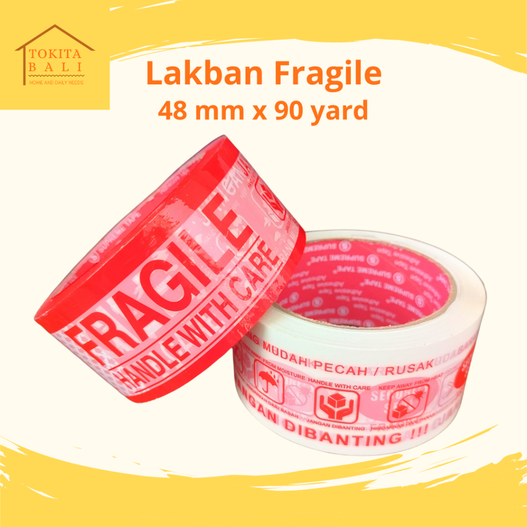 

Lakban Fragile Putih 48 mm x 90 yard