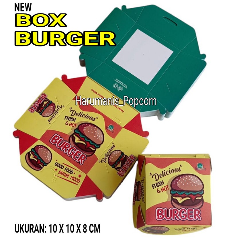 

100 Lembar bungkus burge, Dus burger, Wadah burger, Kotak burger