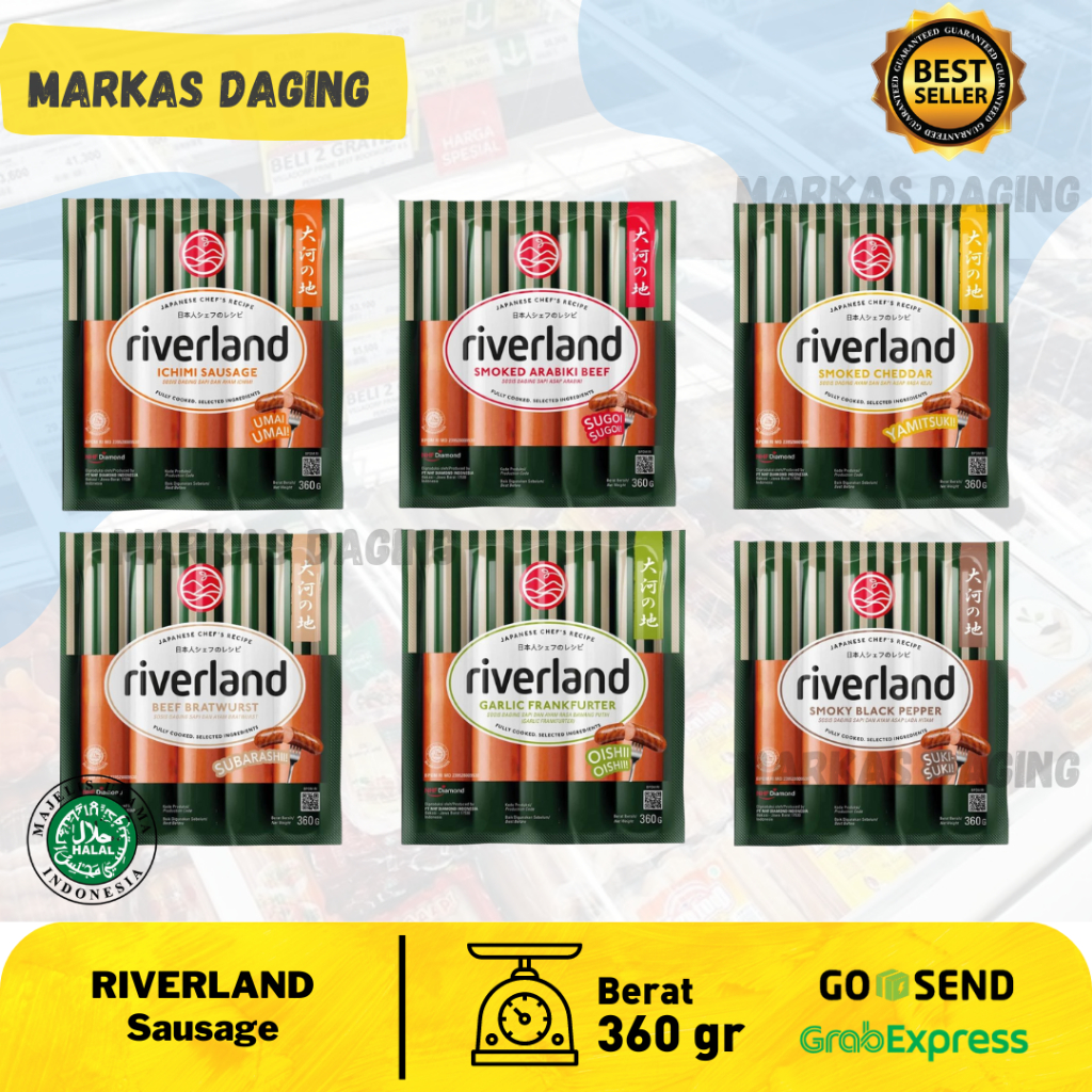 

Riverland Ichimi Sausage | Smoked Arabiki | Smoked Cheddar | Beef Bratwurst | Garlic Frankfurter Sausage 360Gr