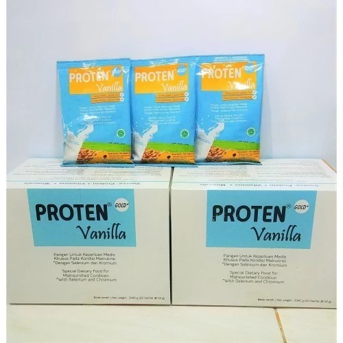 

Proten Gold Susu Tinggi Protein Rasa Vanila 1 Sachet Isi 50 Gram