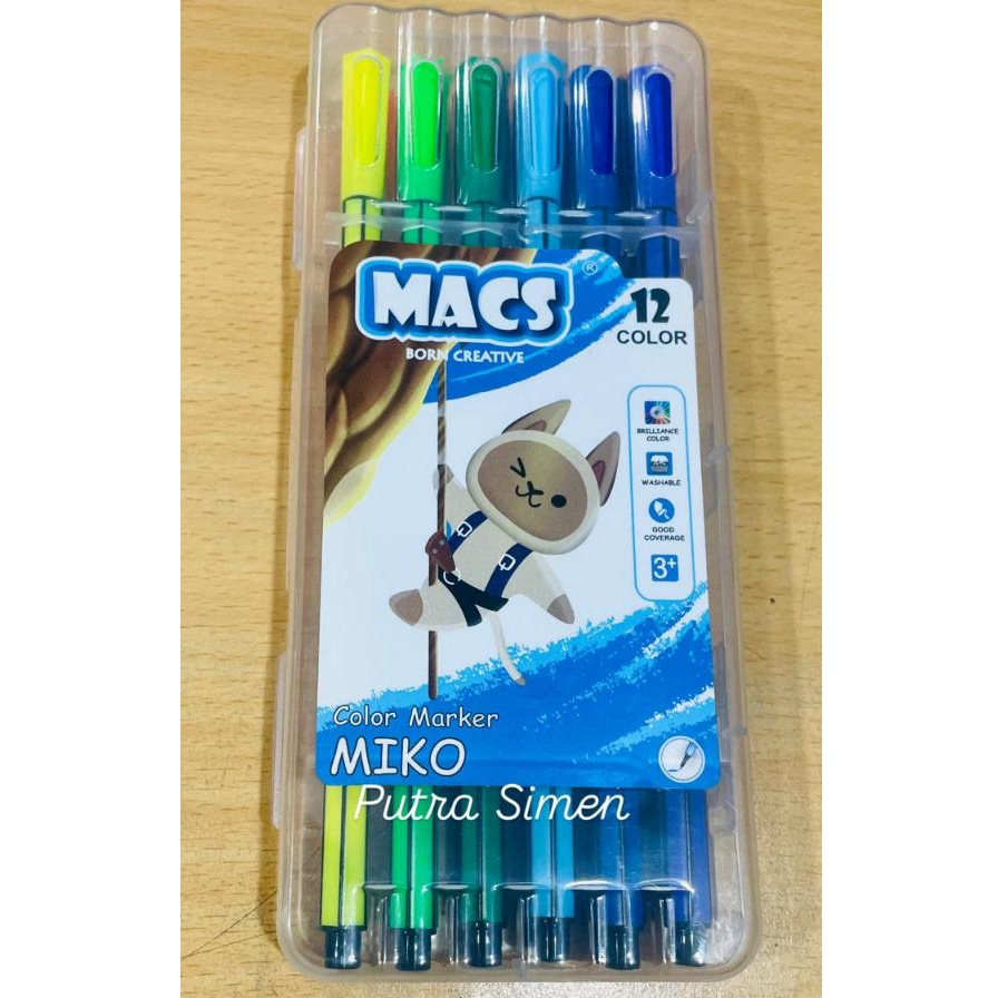 

Spidol Color Marker 12 Warna Spidol Tipis MACS