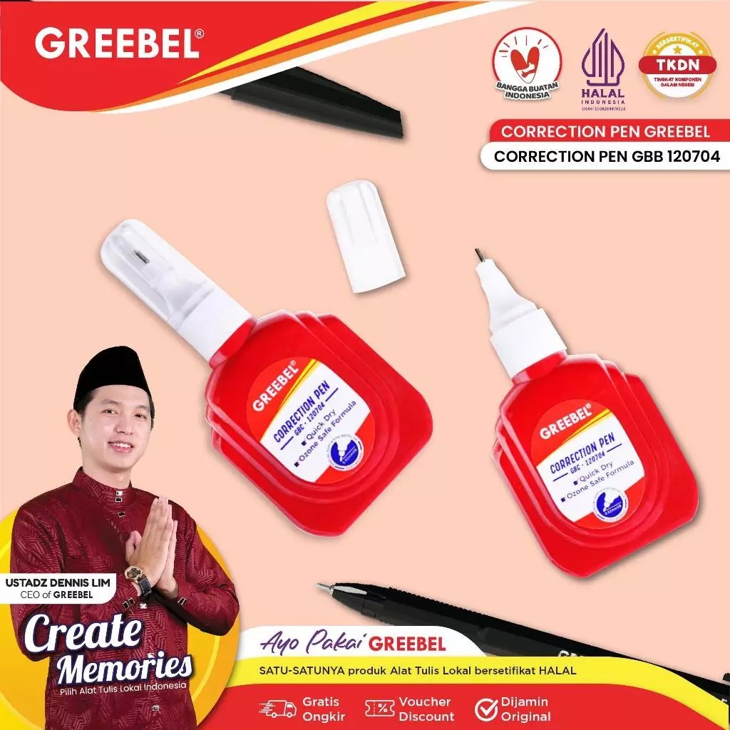 

GREEBEL Correction Pen / GBC 120704 / Penghapus Pulpen Cair / Tipe x / Tip X Cepat Kering