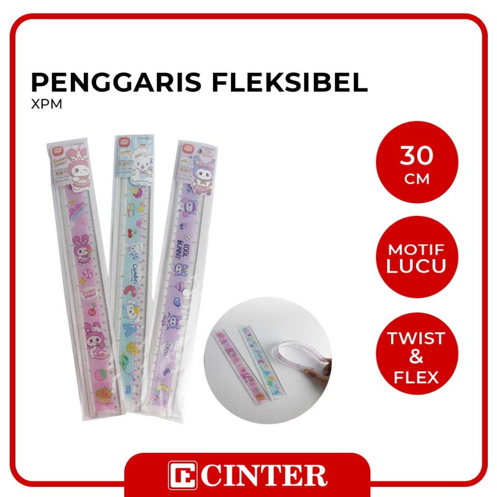 

XPM - PENGGARIS FLEKSIBEL / PENGGARIS TIDAK MUDAH PATAH DAN LENTUR / ROL PLASTIK FLEKSIBEL XPM-630-6 30CM RABBIT/BUNNY/CANDIES