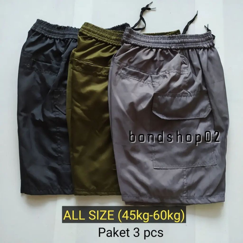 Bondshop02 - Celana Pendek Cargo Parasut / Boardshort Pria Sport 3pcs