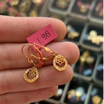 Giwang Emas asli model bunga kendari