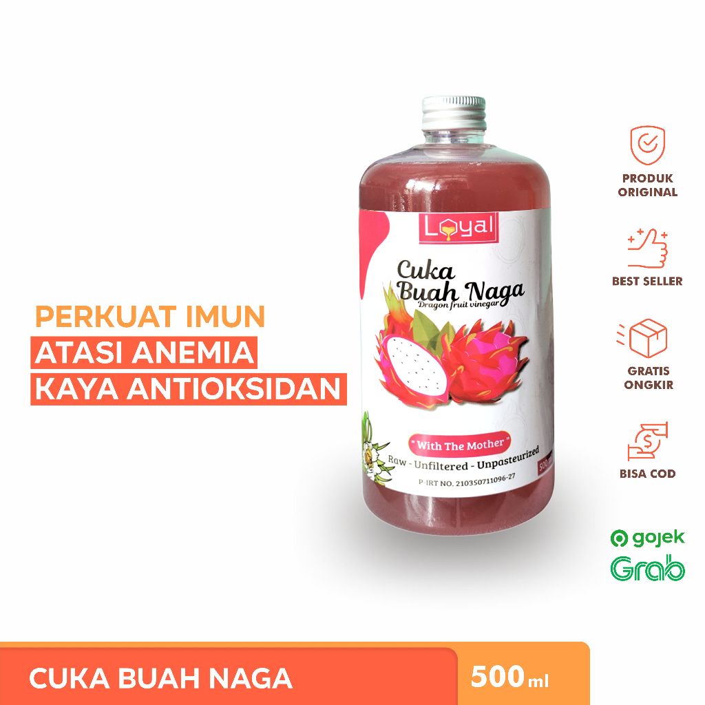 

LOYAL Cuka Buah Naga / Dragon Fruit Vinegar With The Mother 500ml