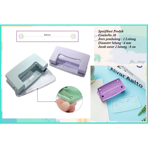 

Alat Pembolong Pastel Kertas Dua Lubang Pembolong Binder Two Hole Punch Perforator Combo No.30 6 mm