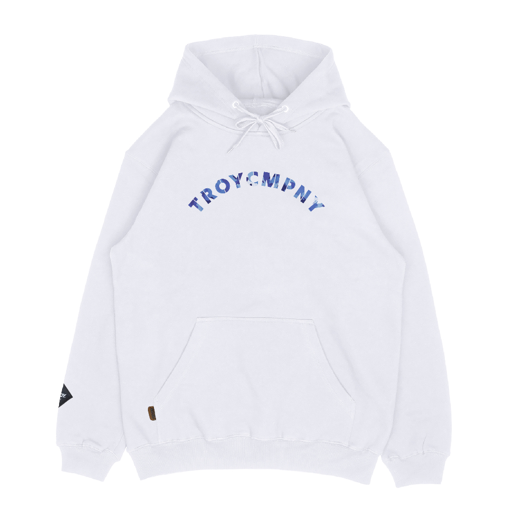 Troy Company Hoodie White Tone Blue Army - Hoodie Pria Hoodie Putih KHD 2715