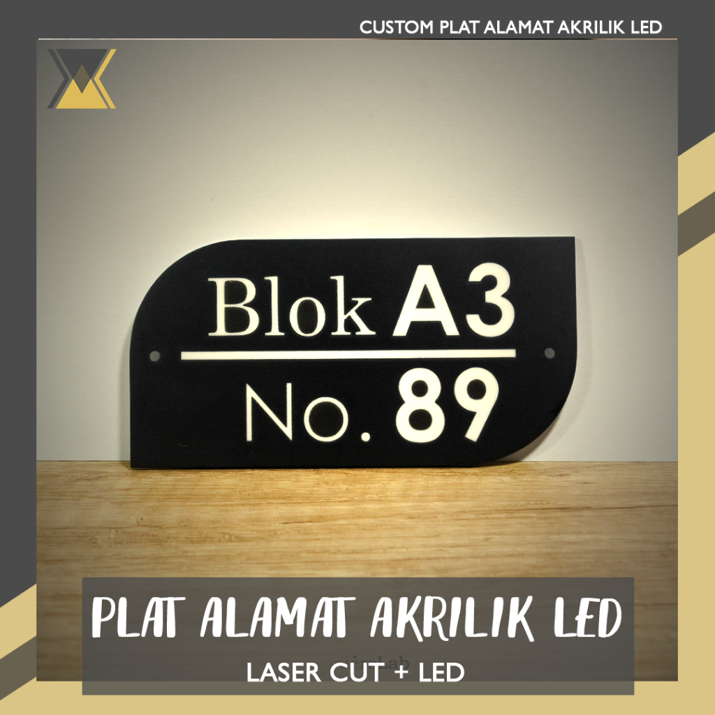 Plat Alamat Nomor Rumah Akrilik LED
