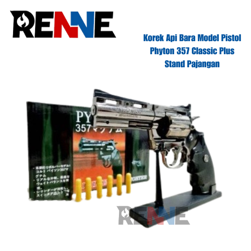 Korek Api Antik Model Pistol Revolver Phyton 357 Classic Plus Stand Pajangan