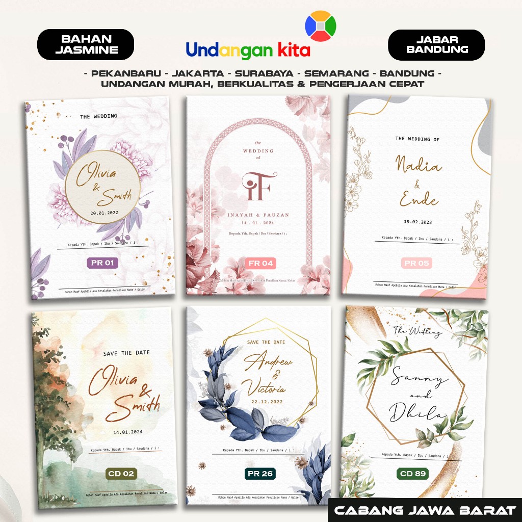 

Undangan Pernikahan Jasmine Glitter Undangan Kita Bandung