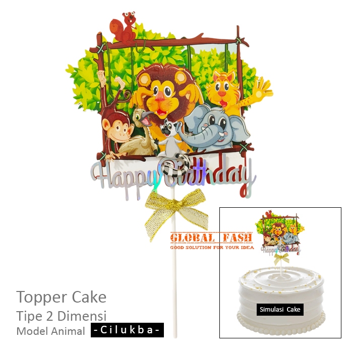 Topper Cake Karakter Animal / Hiasan Kue Topper Animal / Toper Kue Karakter Animal Zoo / Cake Topper