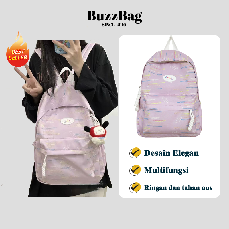 Tas Sekolah ins Wanita lucu Tas Ransel Serut Siswa Perempuan volume tinggi tas Bahu Kapasitas Besar 