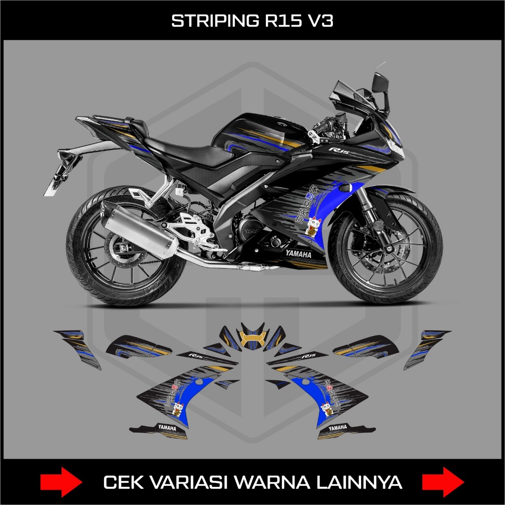 Sticker Decal Motor R15 V3 Livery helm Shoei Motegi Japan / STIKER STRIPING MOTOR YAMAHA YZF R15V3