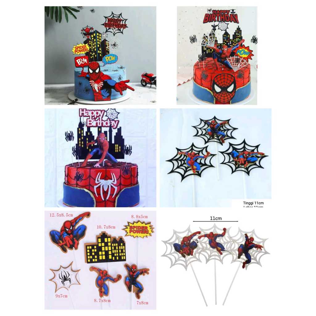 Topper Spiderman Hiasan kue ulang tahun