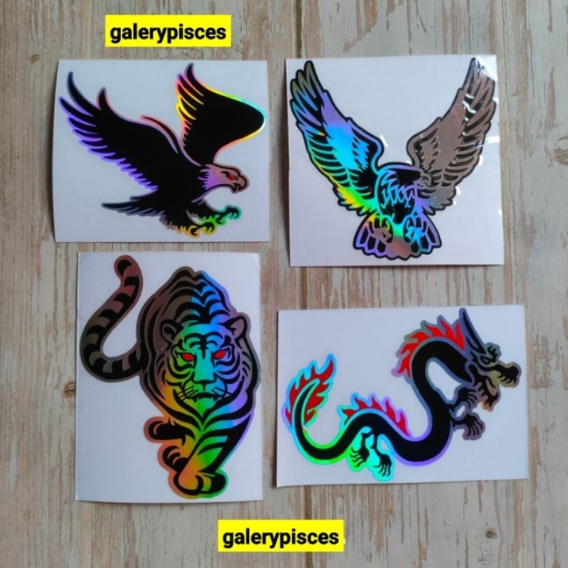 stiker motor hologram keren gambar burung macan naga