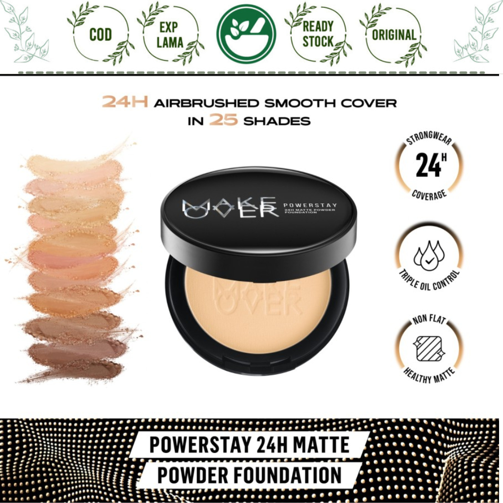 MAKE OVER POWERSTAY 24H MATTE POWDER FOUNDATION AIRBRUSHED SMOOTH COVER BEDAK MUKA AIRBRUSH SMOOTH C