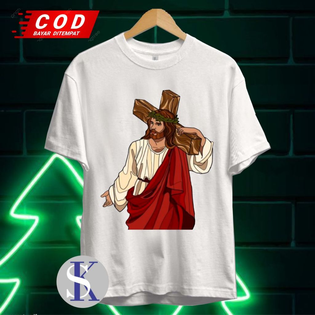 PAKAIAN PRIA WANITA ATASAN T-SHIRT KAOS GAMBAR JESUS SALIP